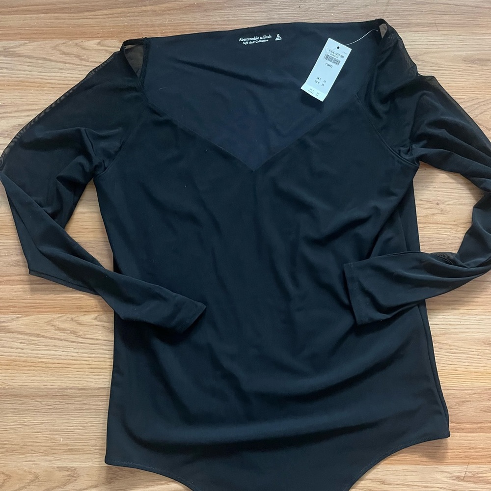 Abercrombie & Fitch Black Asymmetrical Cut Out Bodysuit